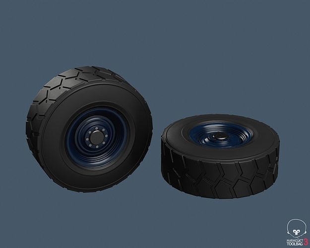 Truck tractor wheels 12 variations Low-poly 3D model 6