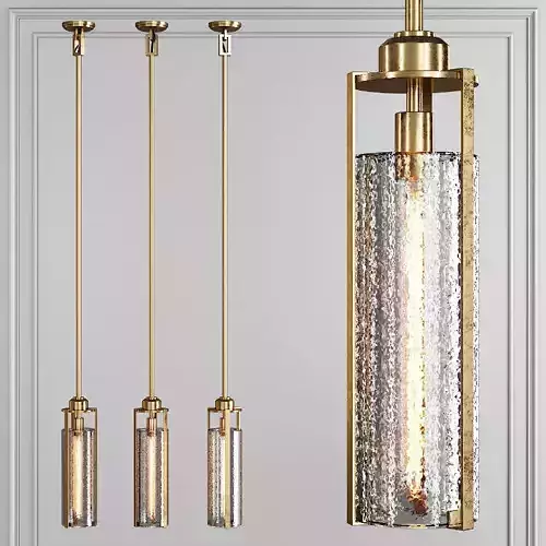 Restoration Hardware ARPEGE CAST GLASS CYLINDER PENDANT Brass