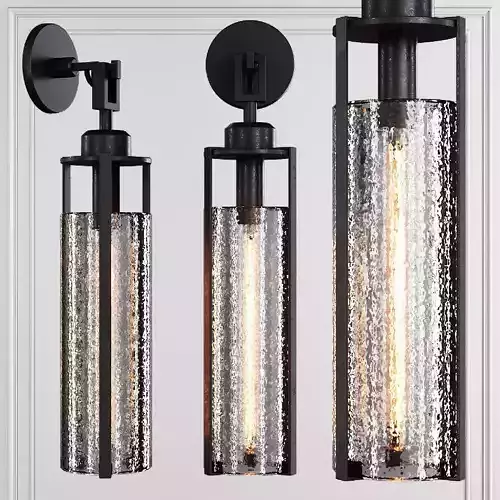 Restoration Hardware ARPEGE CAST GLASS CYLINDER SCONCE Black