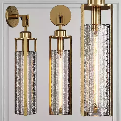 Restoration Hardware ARPEGE CAST GLASS CYLINDER SCONCE Brass