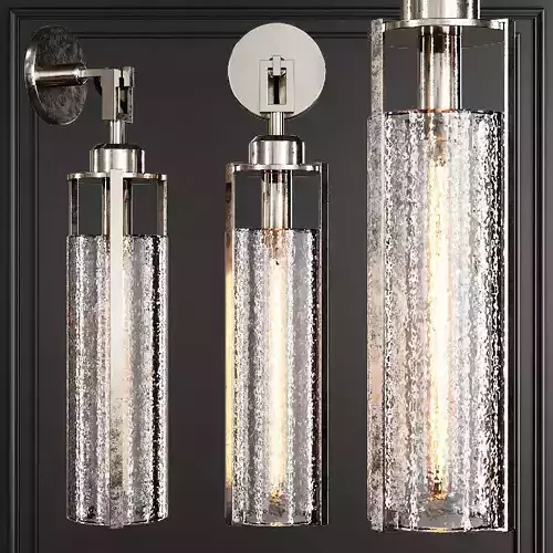 Restoration Hardware ARPEGE CAST GLASS CYLINDER SCONCE Nickel
