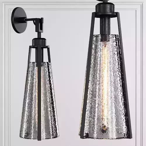 Restoration Hardware ARPEGE CAST GLASS FUNNEL SCONCE Black
