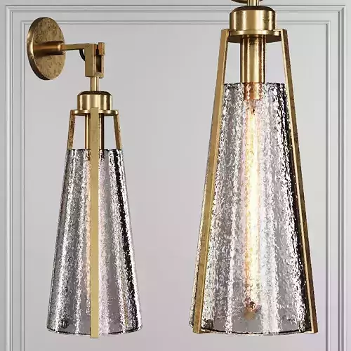 Restoration Hardware ARPEGE CAST GLASS FUNNEL SCONCE Brass