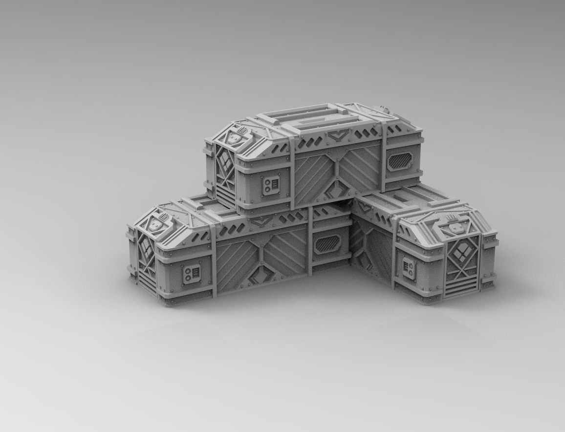 Legion Longsword Quadruple Mortar bundle with crates and shells 3D print model_14