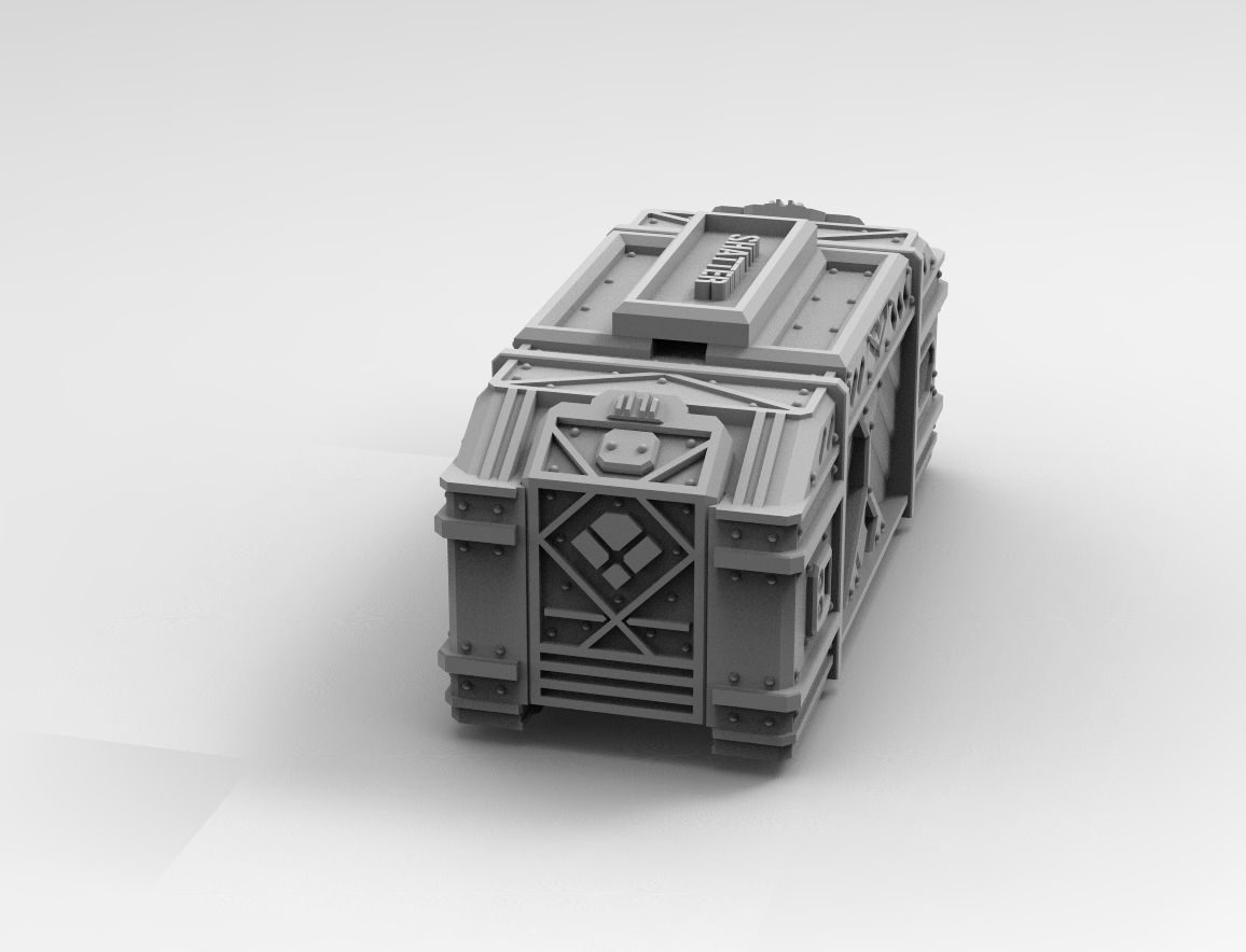 Legion Longsword Quadruple Mortar bundle with crates and shells 3D print model_9