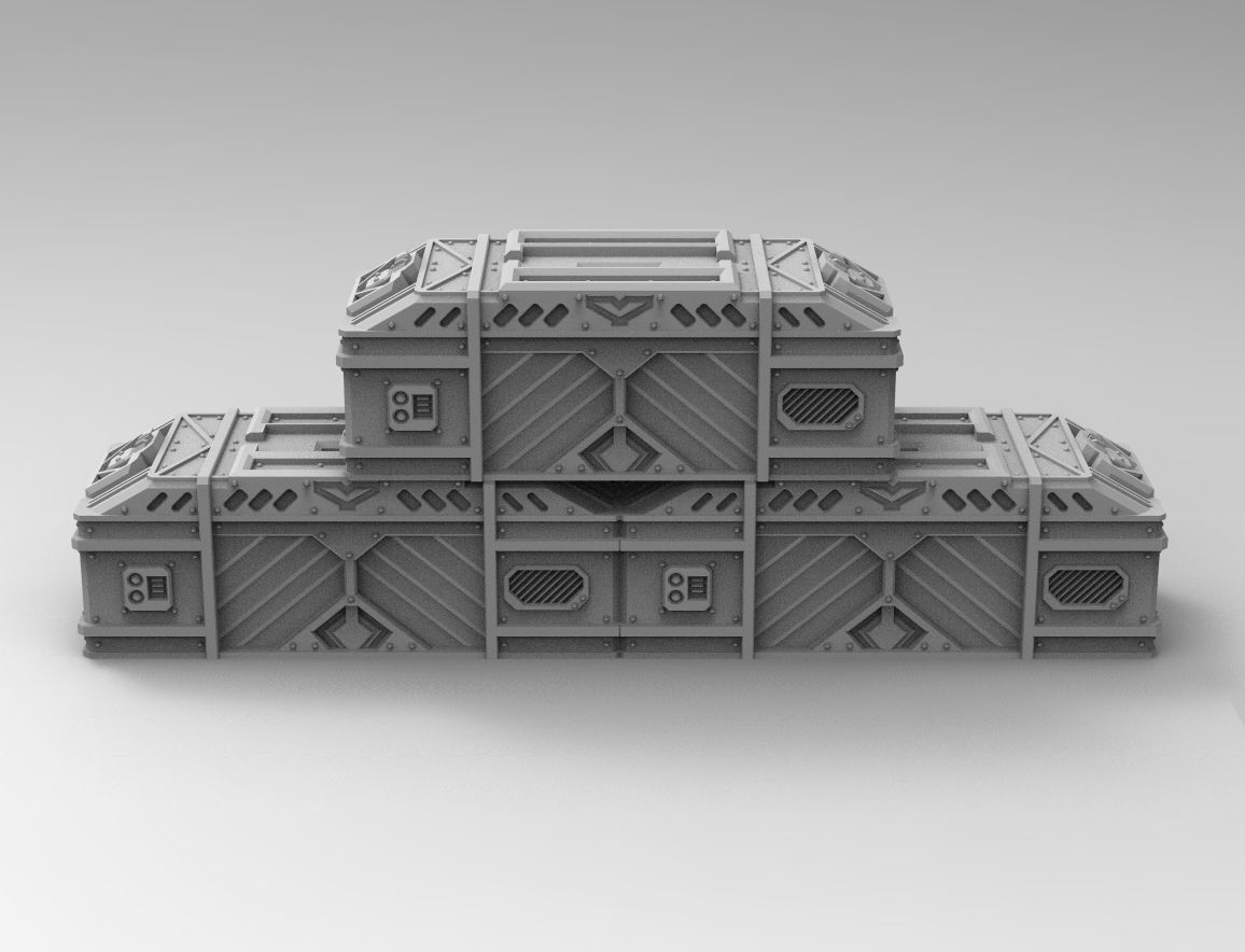 Legion Longsword Quadruple Mortar bundle with crates and shells 3D print model_13