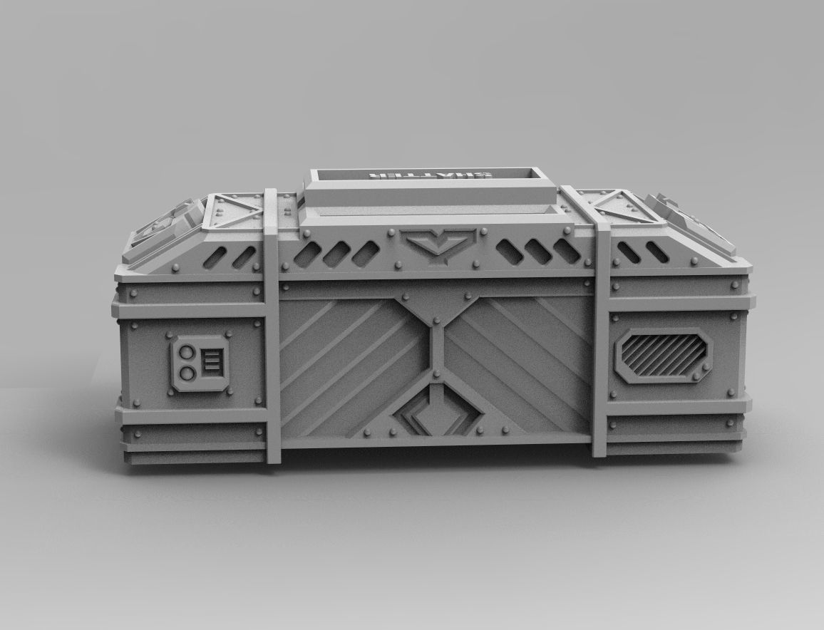 Legion Longsword Quadruple Mortar bundle with crates and shells 3D print model_10