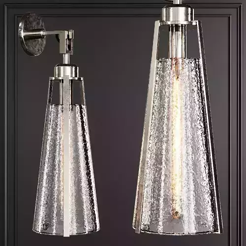 Restoration Hardware ARPEGE CAST GLASS FUNNEL SCONCE Nickel