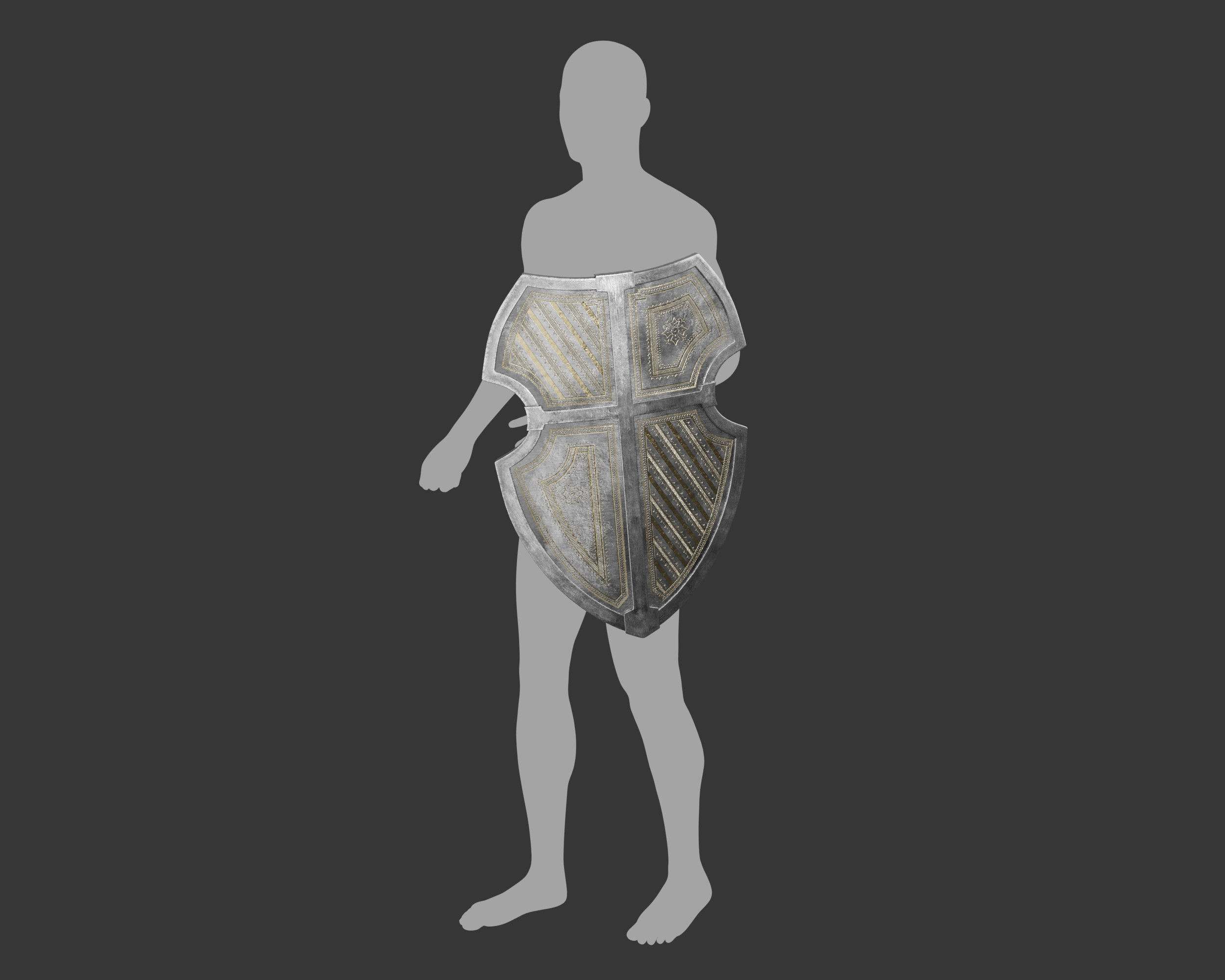 Medieval Noble Weapon Shield Low-poly 3D model_12