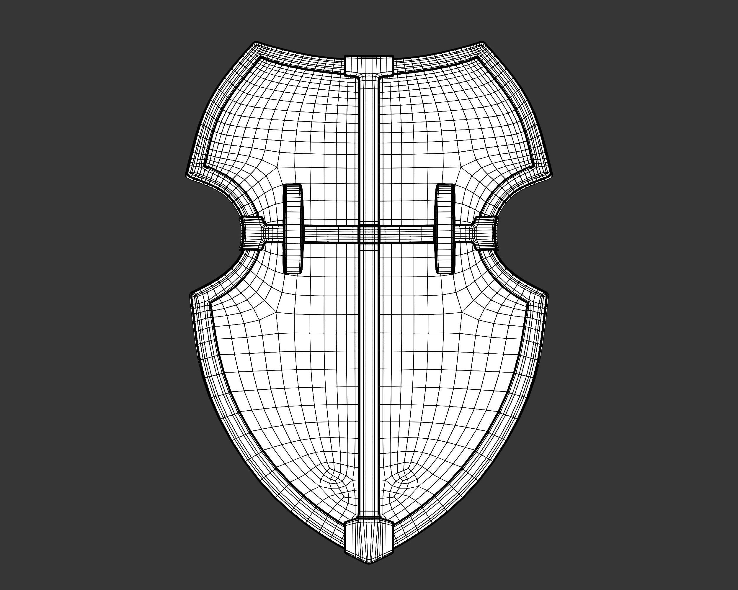 Medieval Noble Weapon Shield Low-poly 3D model_11