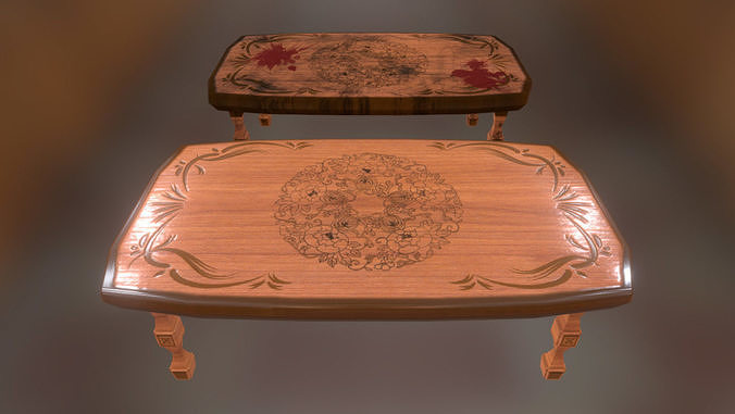 Table before and after explosion Free low-poly 3D model