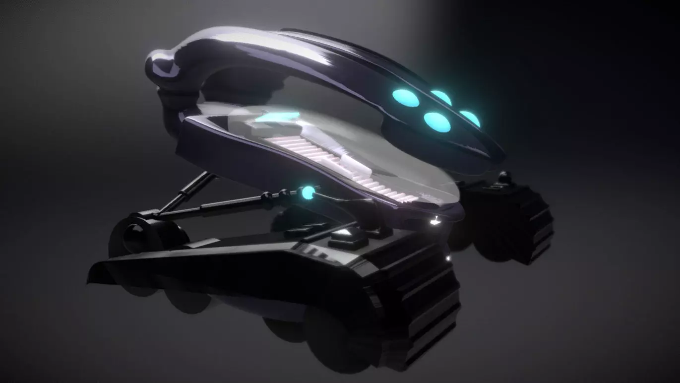 SpaceCar futuristic robot with lights Free 3D model