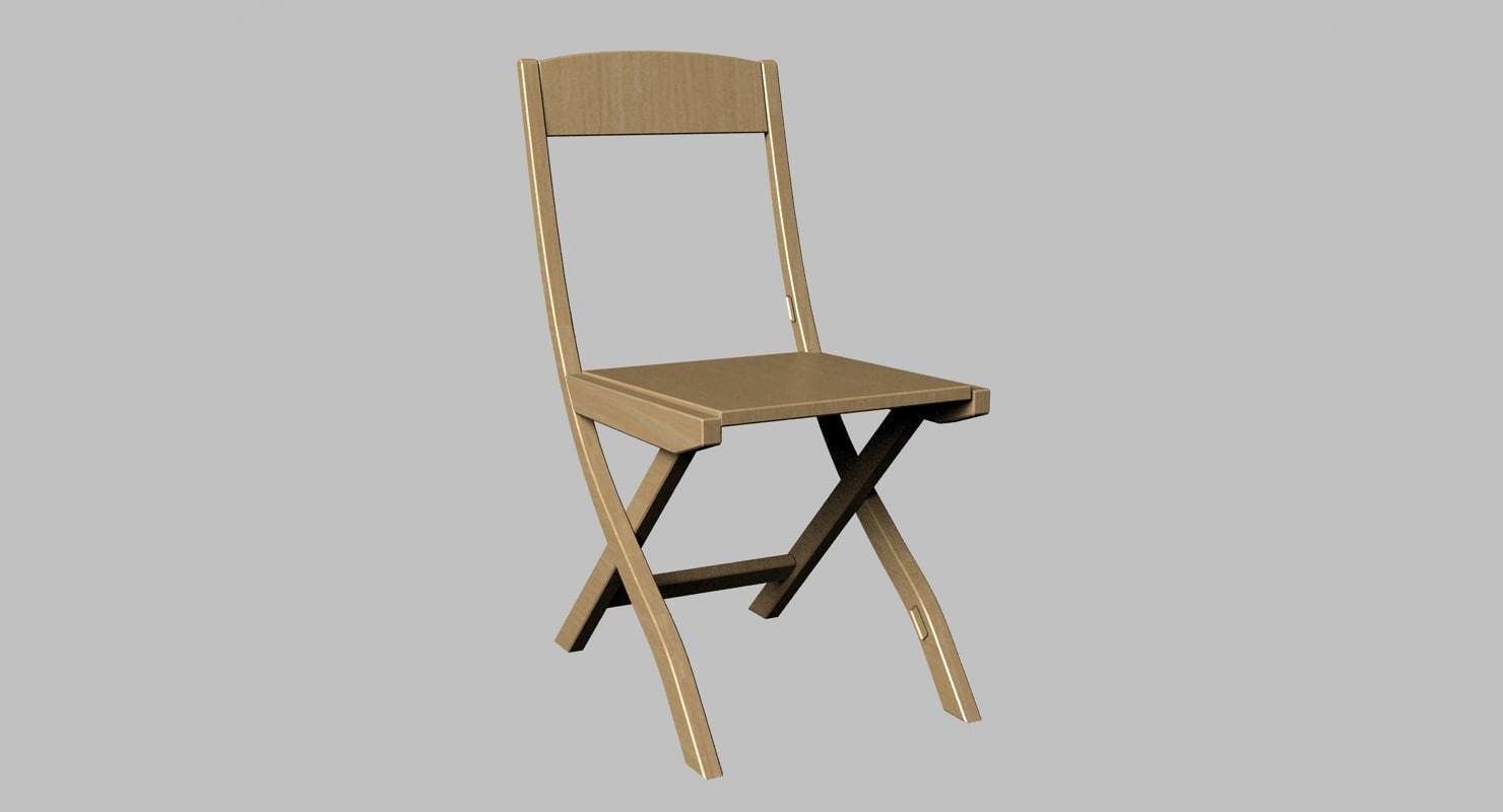 low poly AR VR chair wooden ready to use  Low-poly 3D model_1