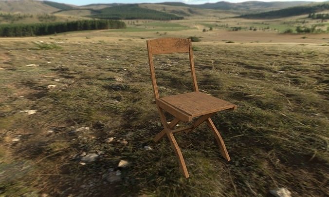 low poly AR VR chair wooden ready to use  Low-poly 3D model