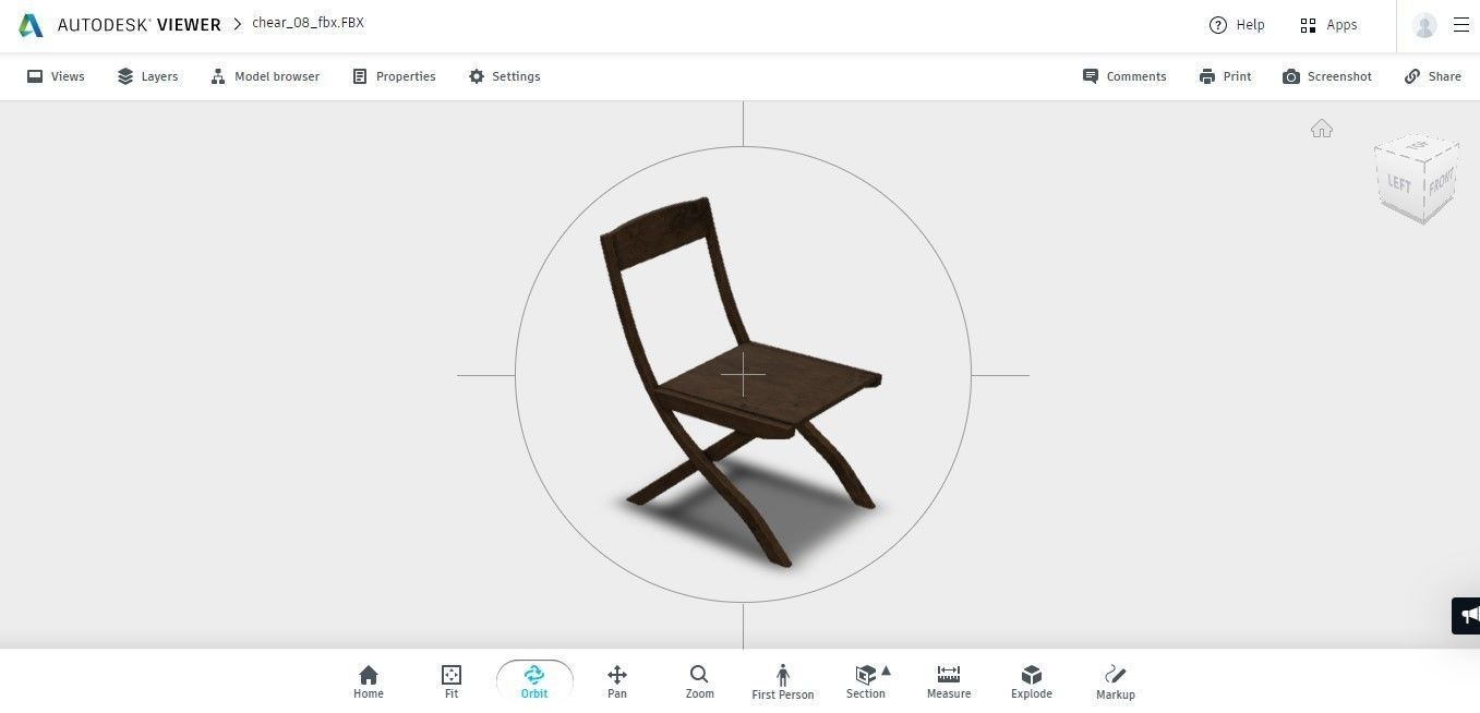 low poly AR VR chair wooden ready to use  Low-poly 3D model_2