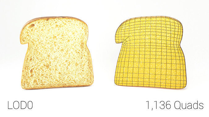 Whole Wheat Bread Slice Low-poly 3D model 6