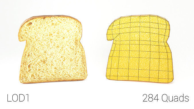 Whole Wheat Bread Slice Low-poly 3D model 7
