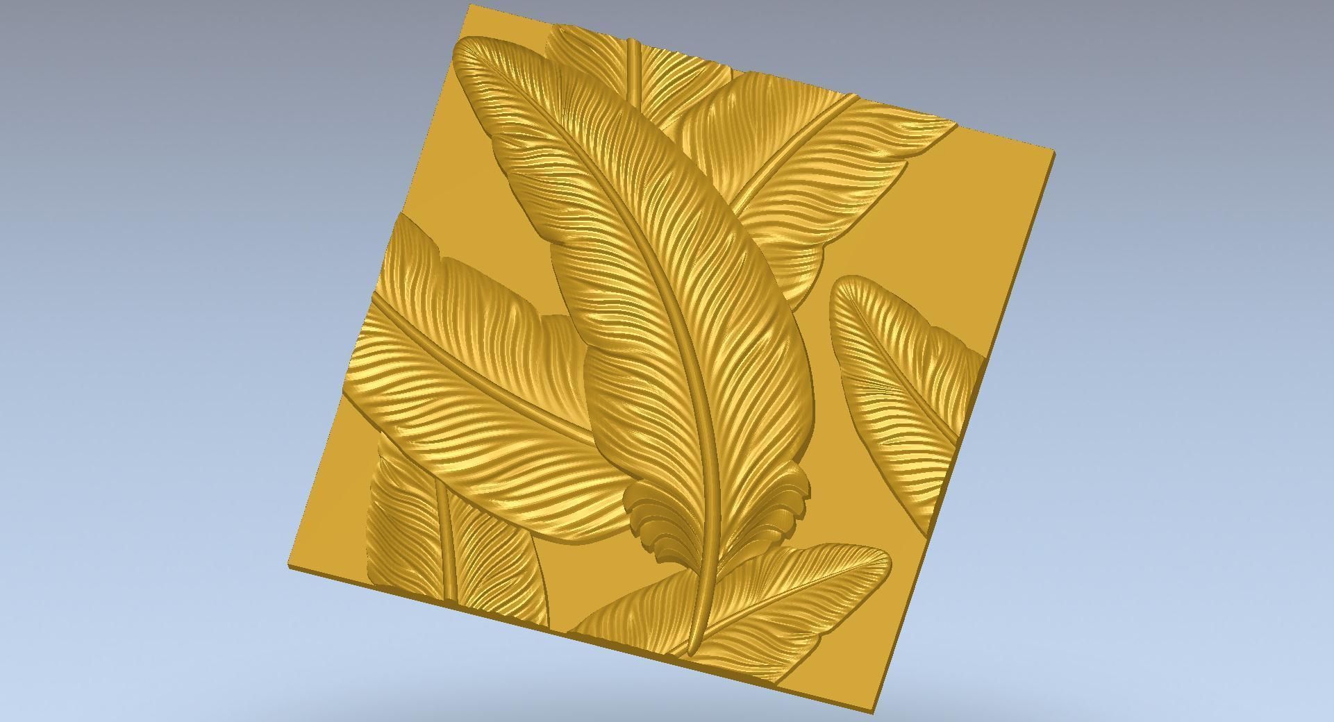Feather 3D Model gold leaf 3D model_2