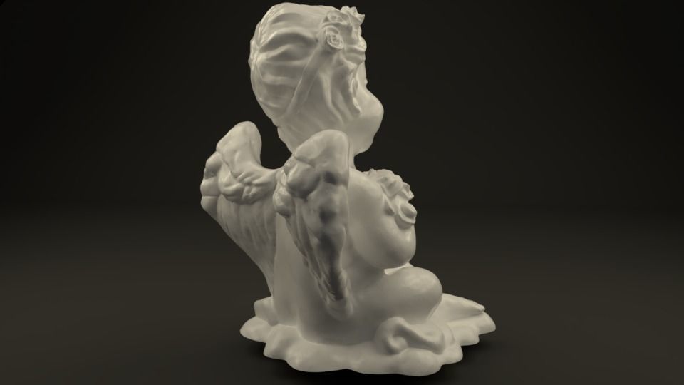 Angel with roses 3D print model_7
