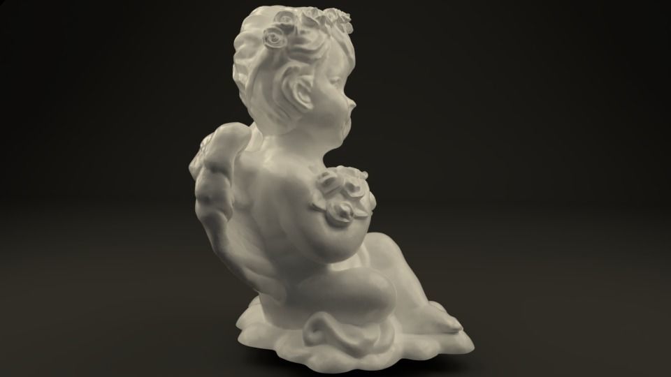 Angel with roses 3D print model_8
