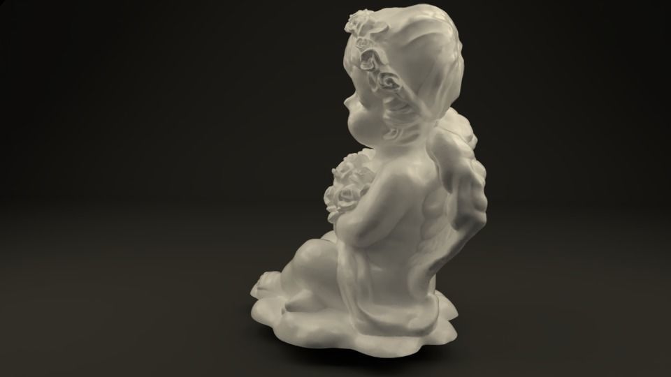 Angel with roses 3D print model_4