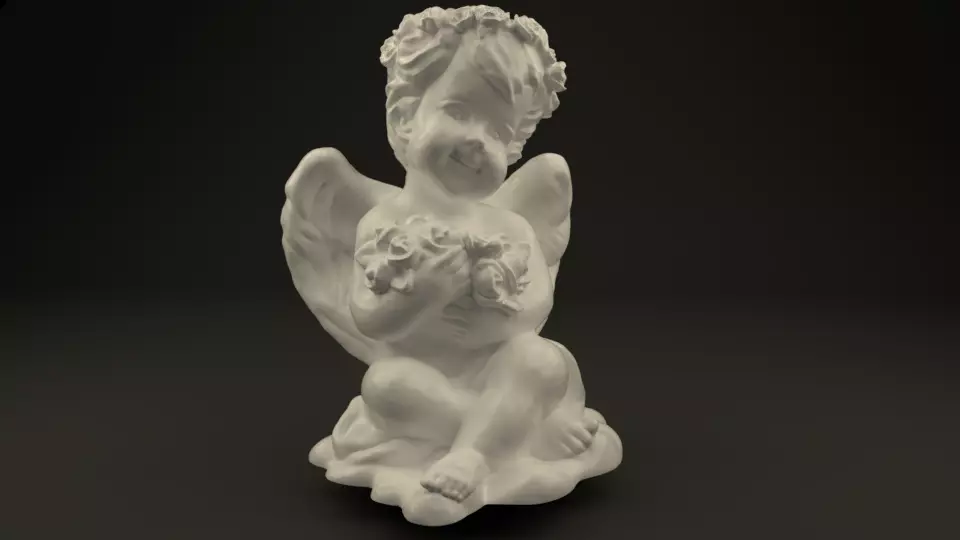 Angel with roses 3D print model_0