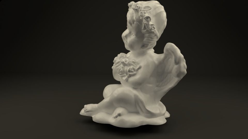 Angel with roses 3D print model_3