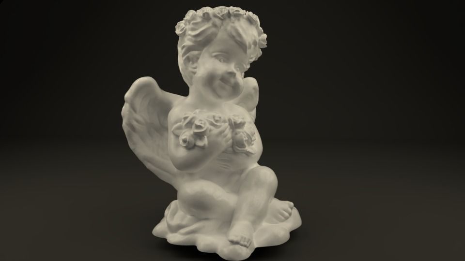 Angel with roses 3D print model_9