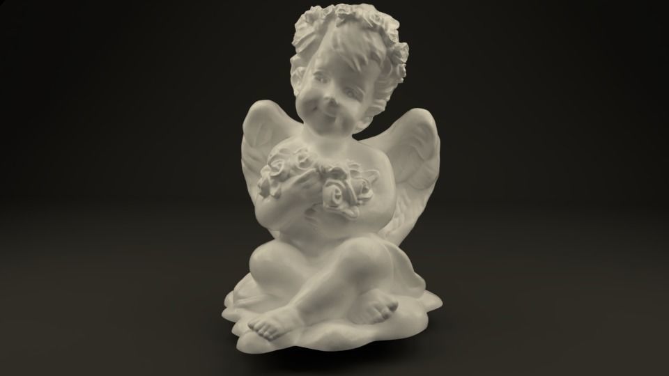 Angel with roses 3D print model_1