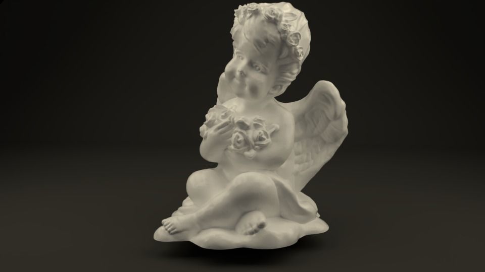 Angel with roses 3D print model_2