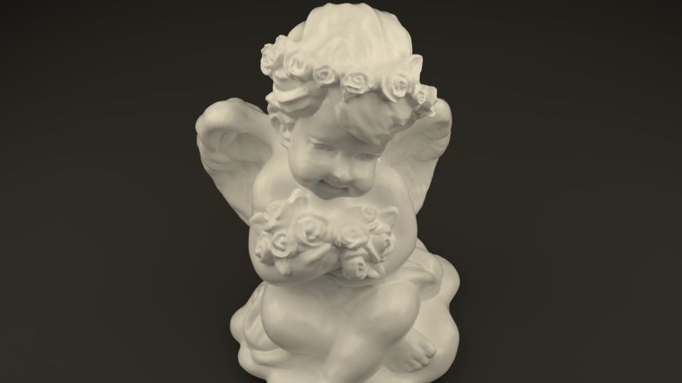 Angel with roses 3D print model_10