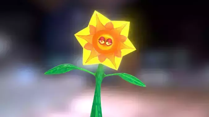 Daisy low-poly flower with eyes Free low-poly 3D model