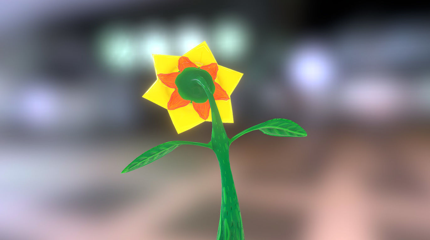 Daisy low-poly flower with eyes Free low-poly 3D model_2