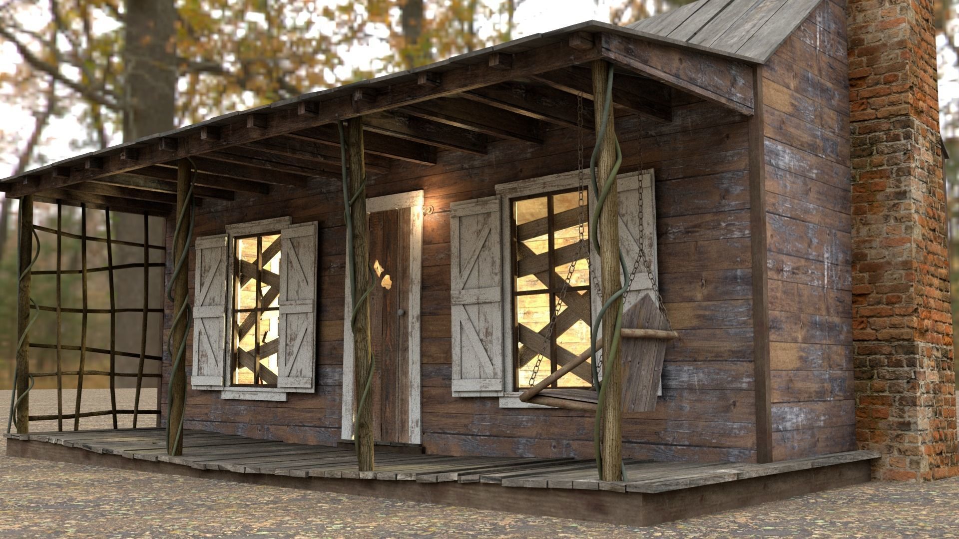 Evil Dead Cabin Low-poly 3D model_1