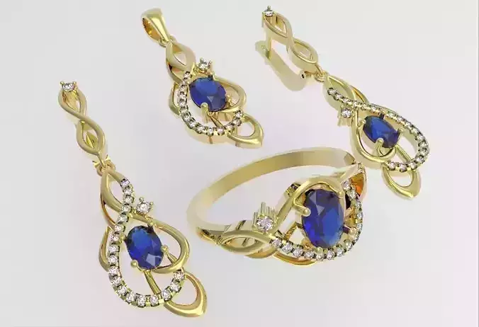 Model 114 Ring Earrings and Pendant