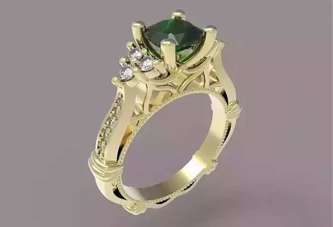 Model 116 Ring with cushion stone