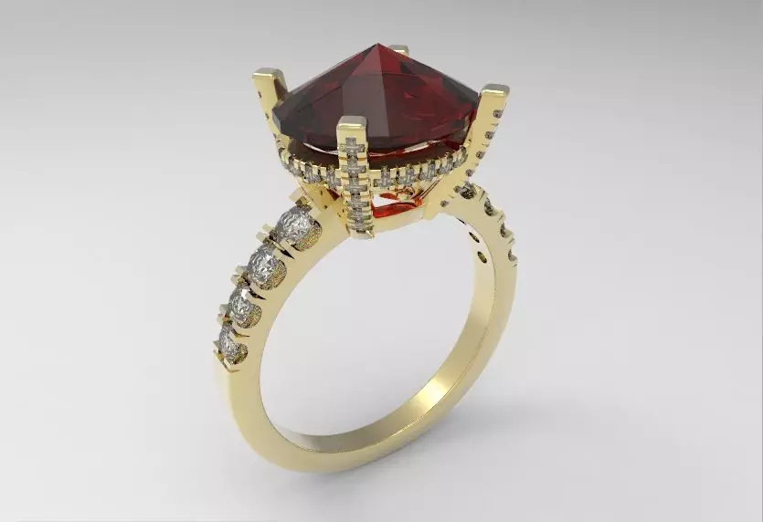 Model 118 Ring with oval stone 3D print model