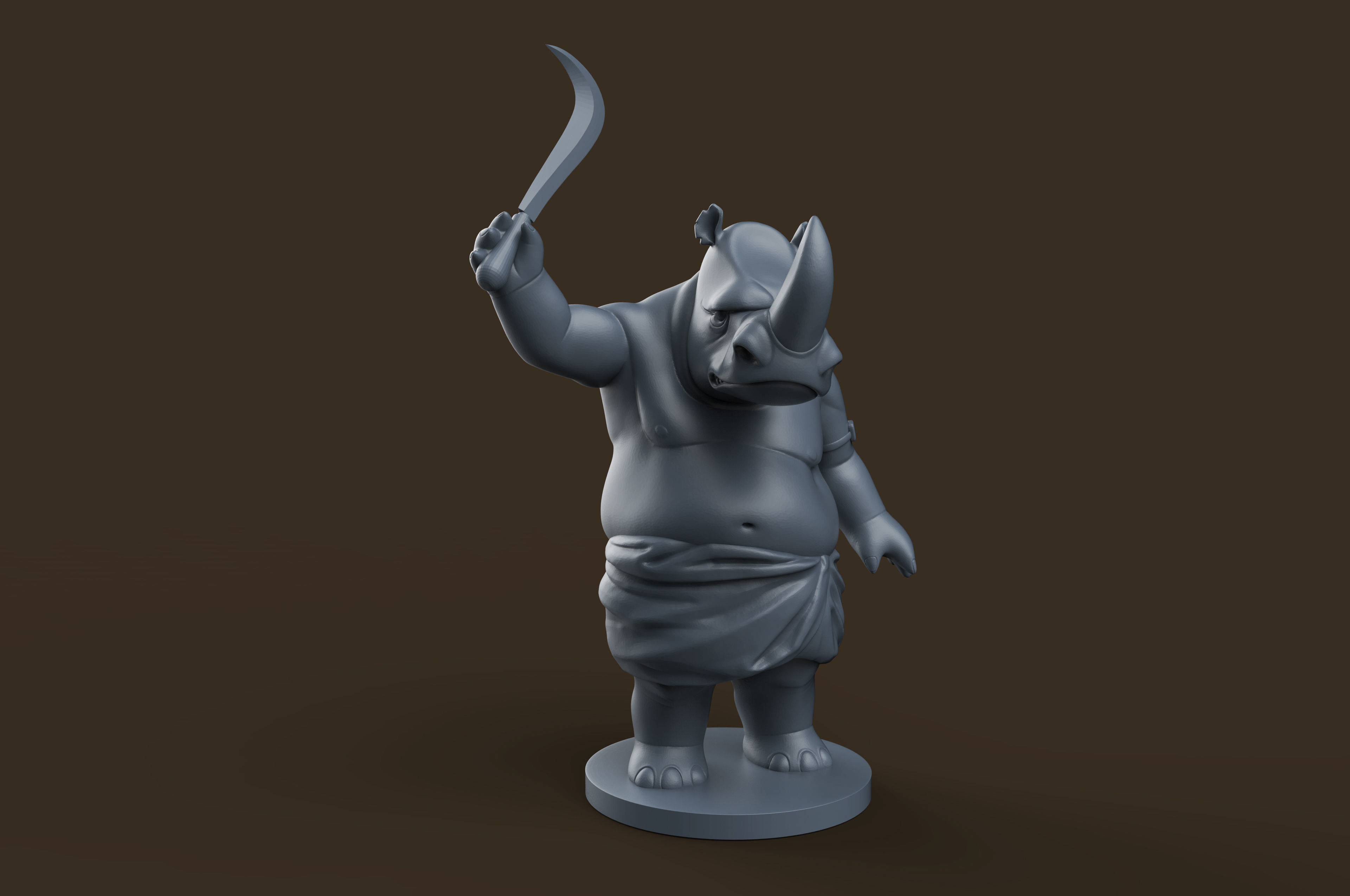 Indian Rhino Cartoon   3D print model_2