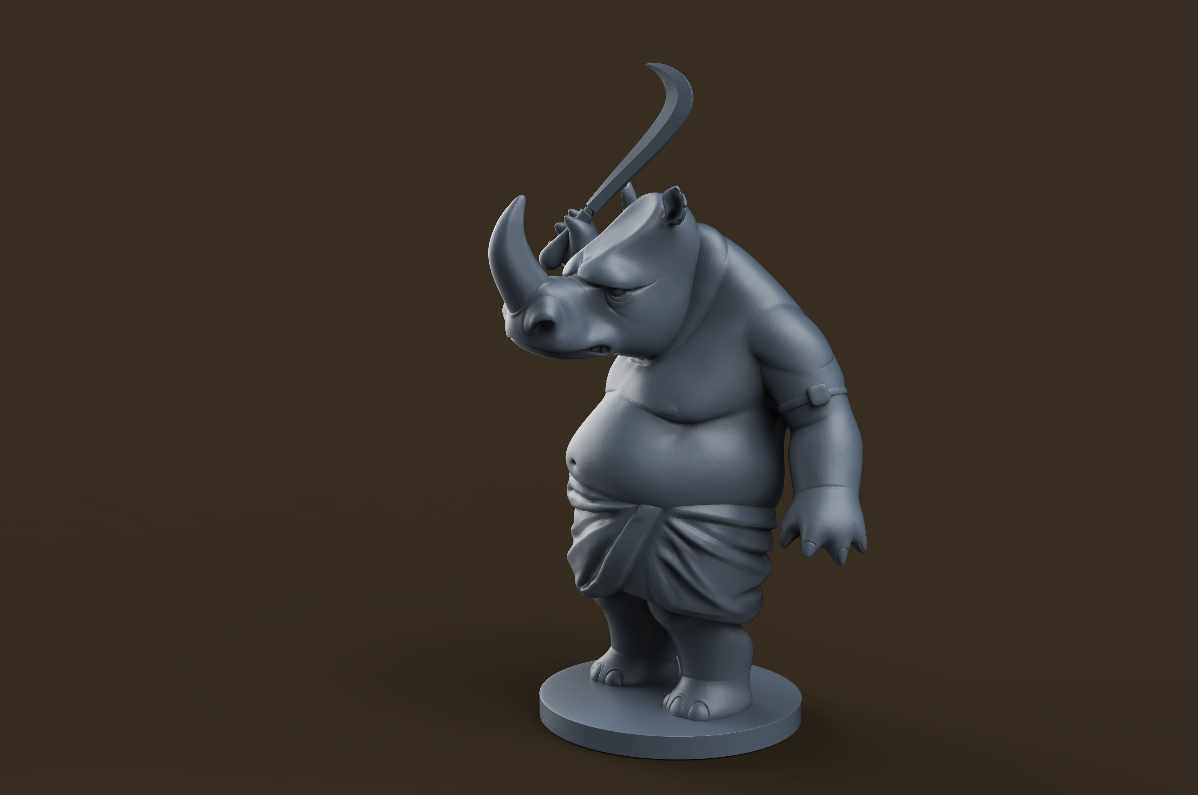 Indian Rhino Cartoon   3D print model_13