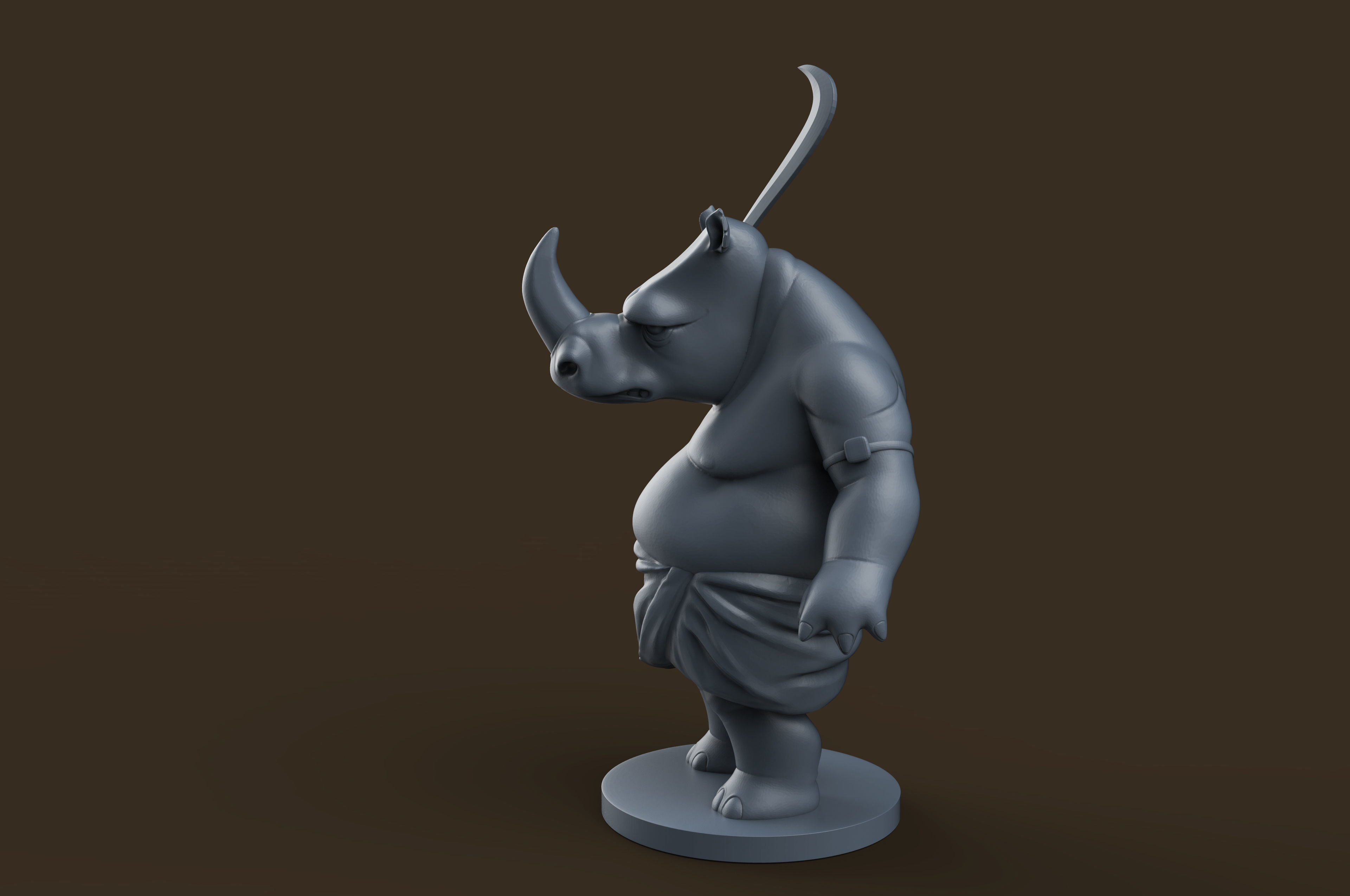 Indian Rhino Cartoon   3D print model_12