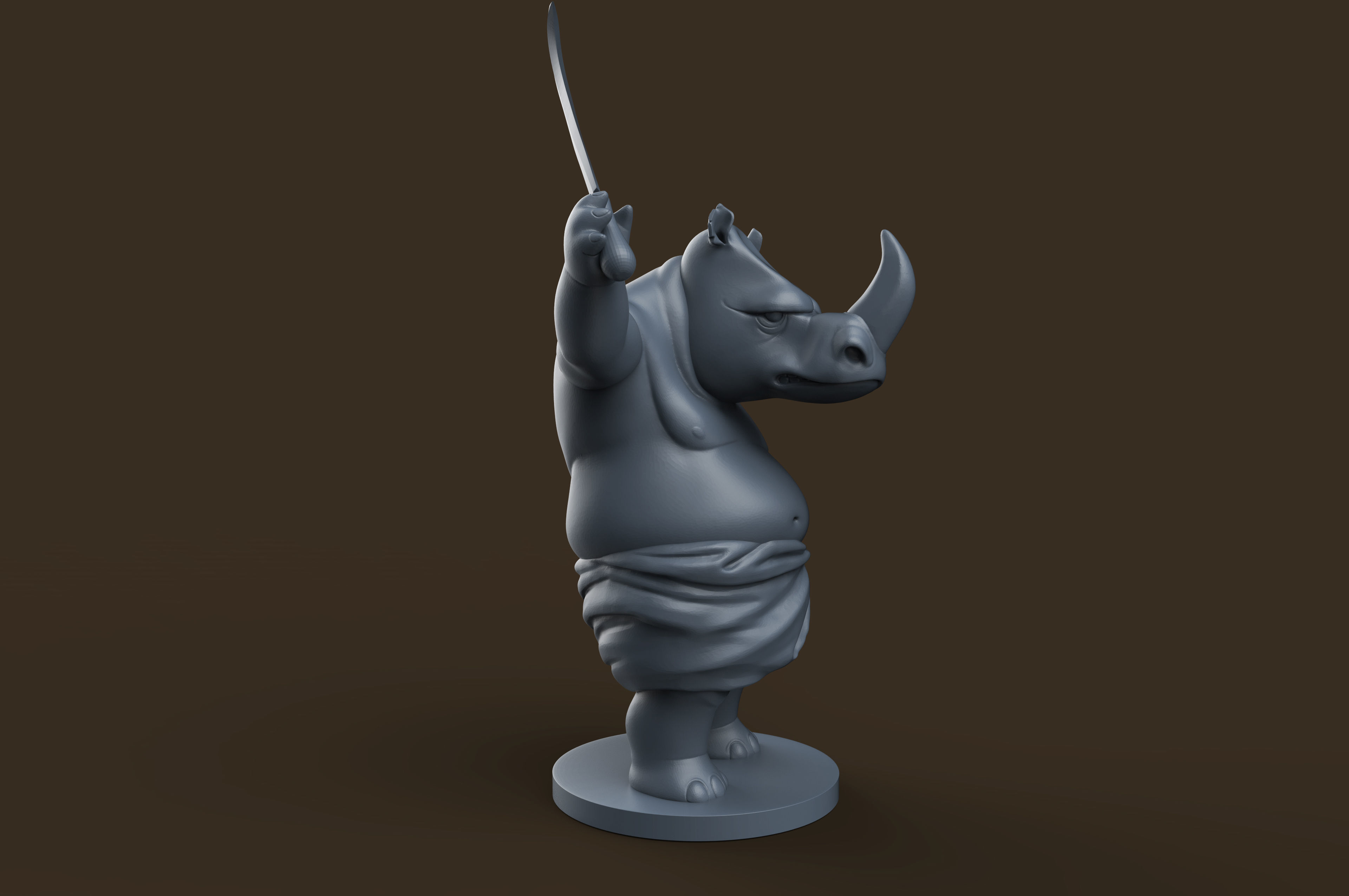 Indian Rhino Cartoon   3D print model_4
