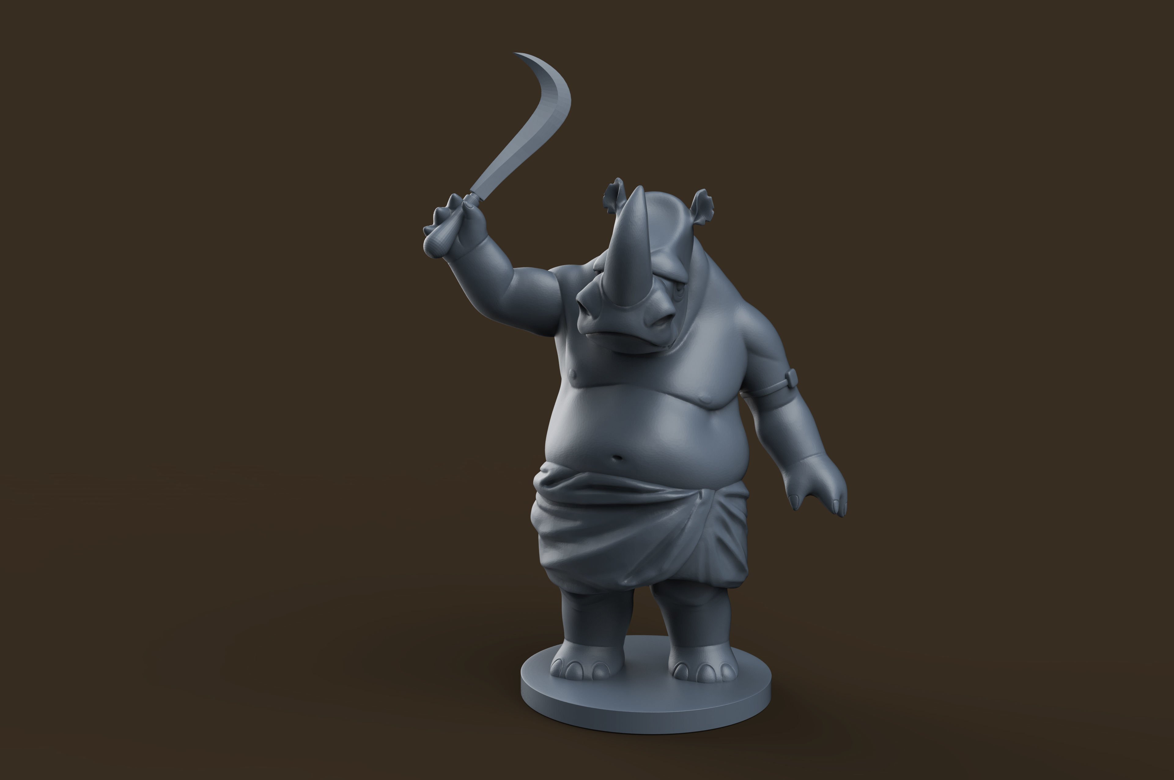 Indian Rhino Cartoon   3D print model_1