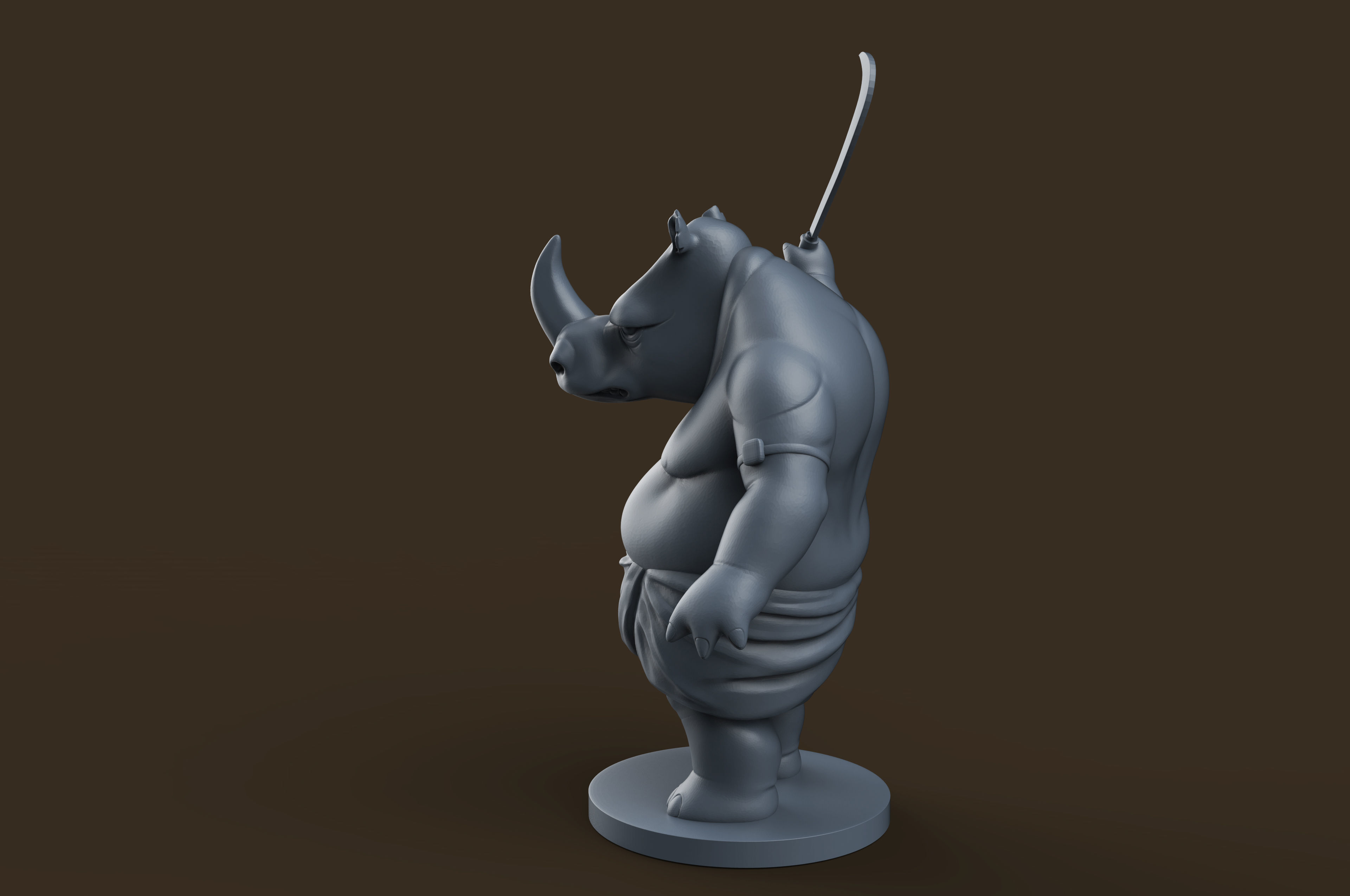 Indian Rhino Cartoon   3D print model_11