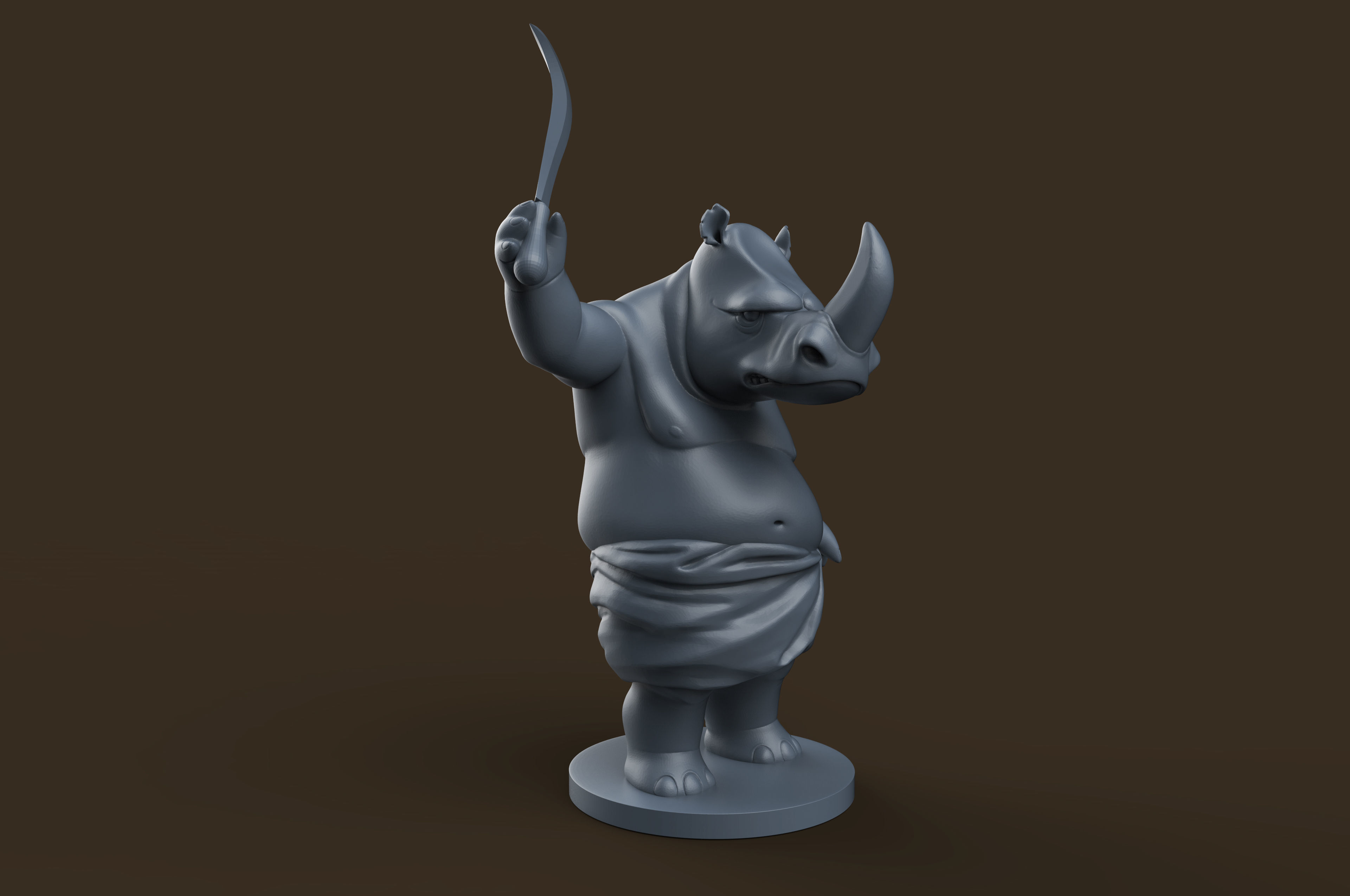 Indian Rhino Cartoon   3D print model_3