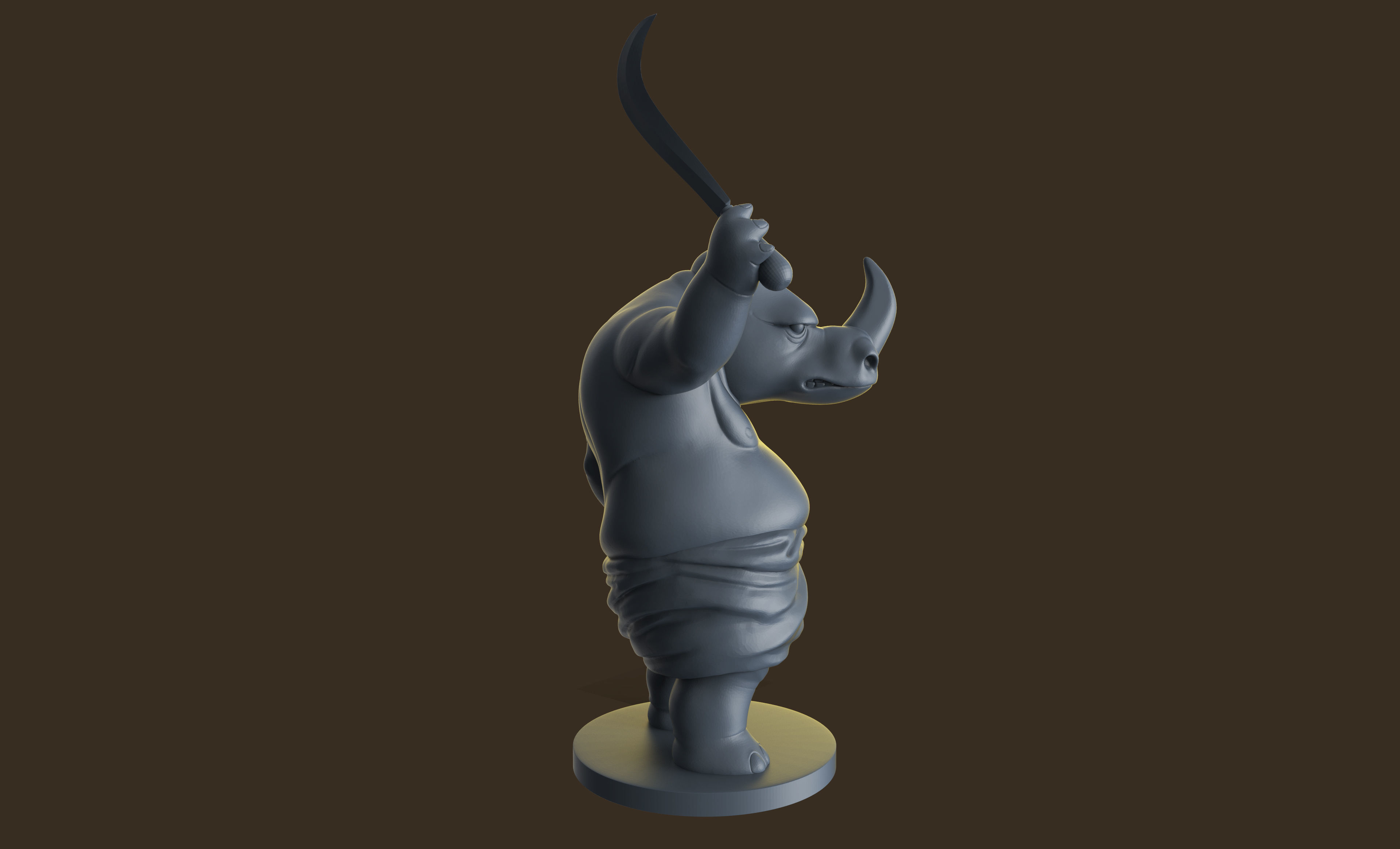 Indian Rhino Cartoon   3D print model_5