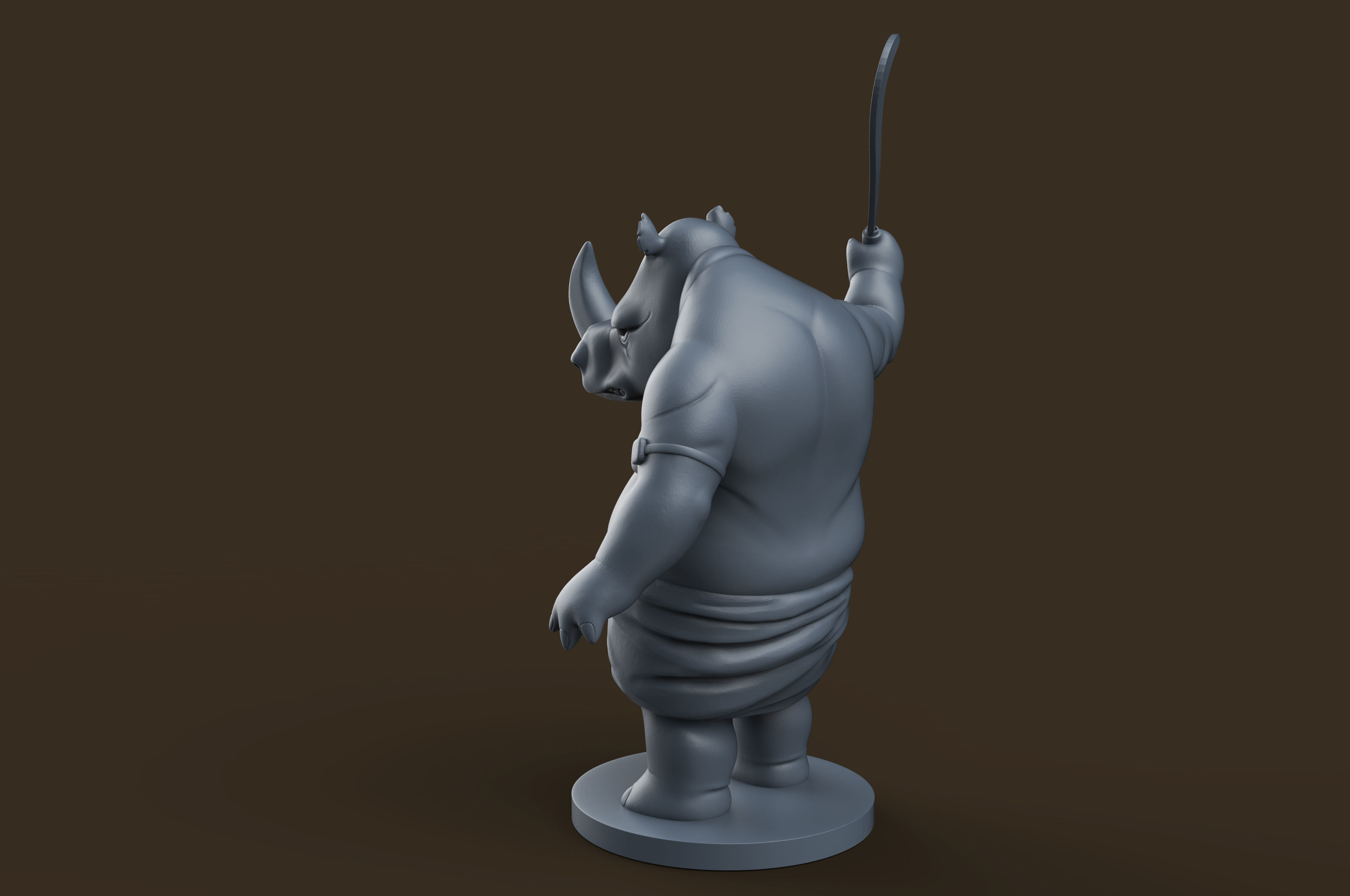 Indian Rhino Cartoon   3D print model_10