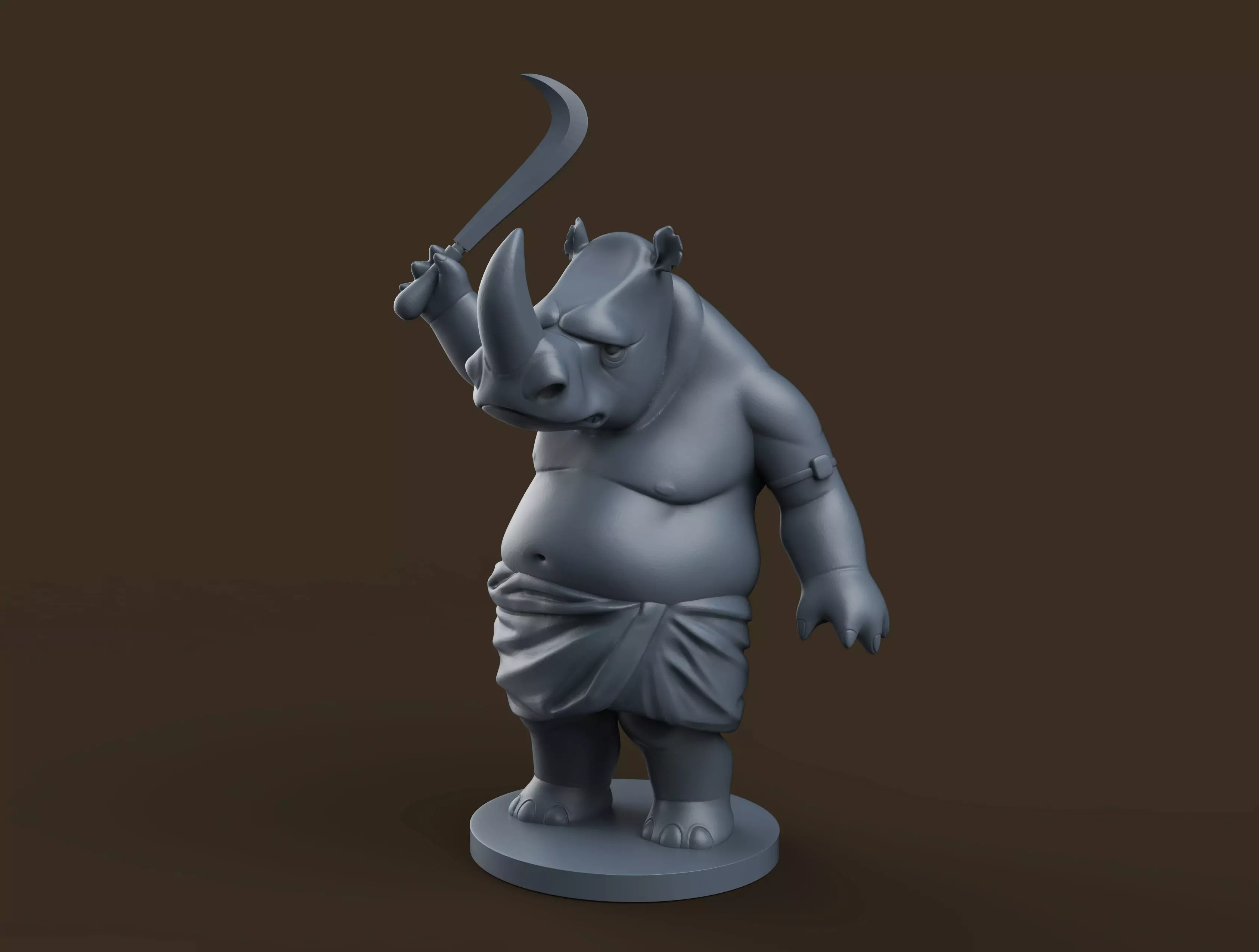 Indian Rhino Cartoon   3D print model_0