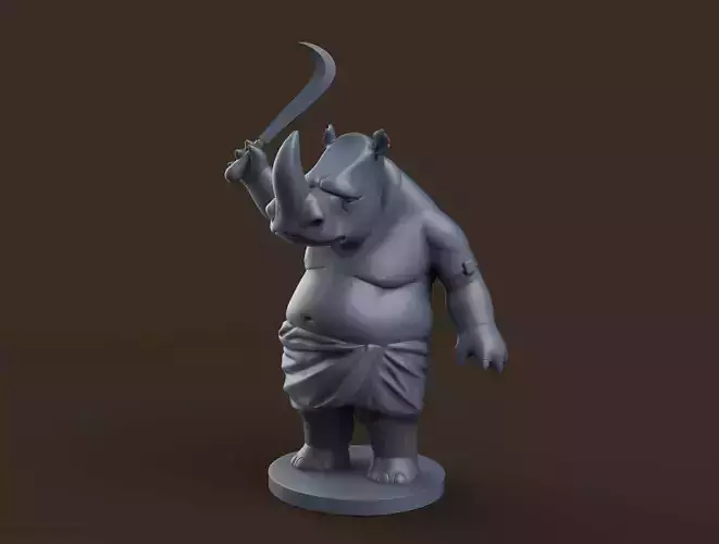 Indian Rhino Cartoon   3D print model