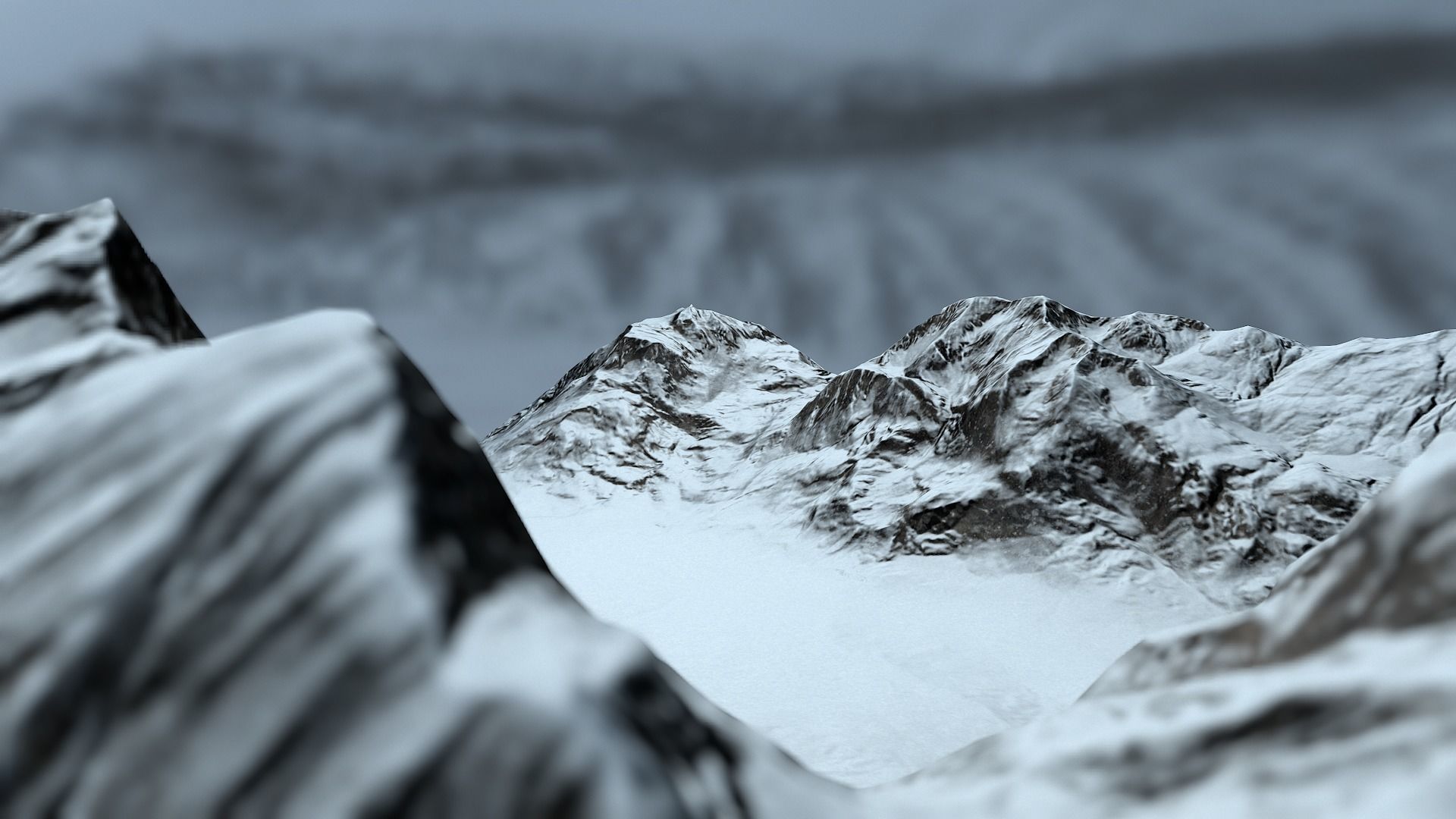 Snowy Mountain Terrain Low-poly 3D model_4