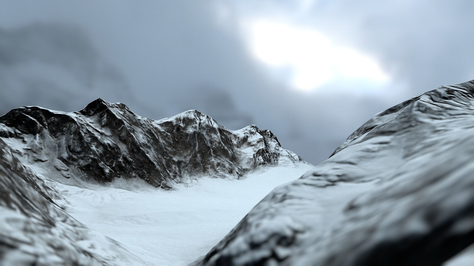 Snowy Mountain Terrain Low-poly 3D model_3